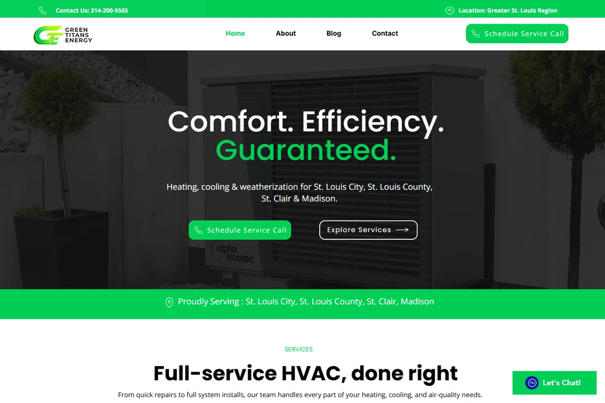 Green Titans original website example