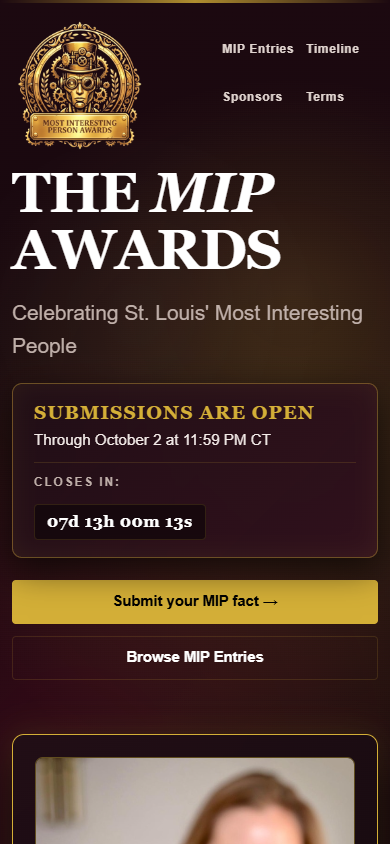 Native MIP homepage captured at mobile width